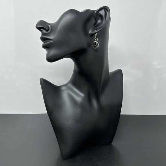 Sterling silver onyx earrings 925 - Picture 2 of 2